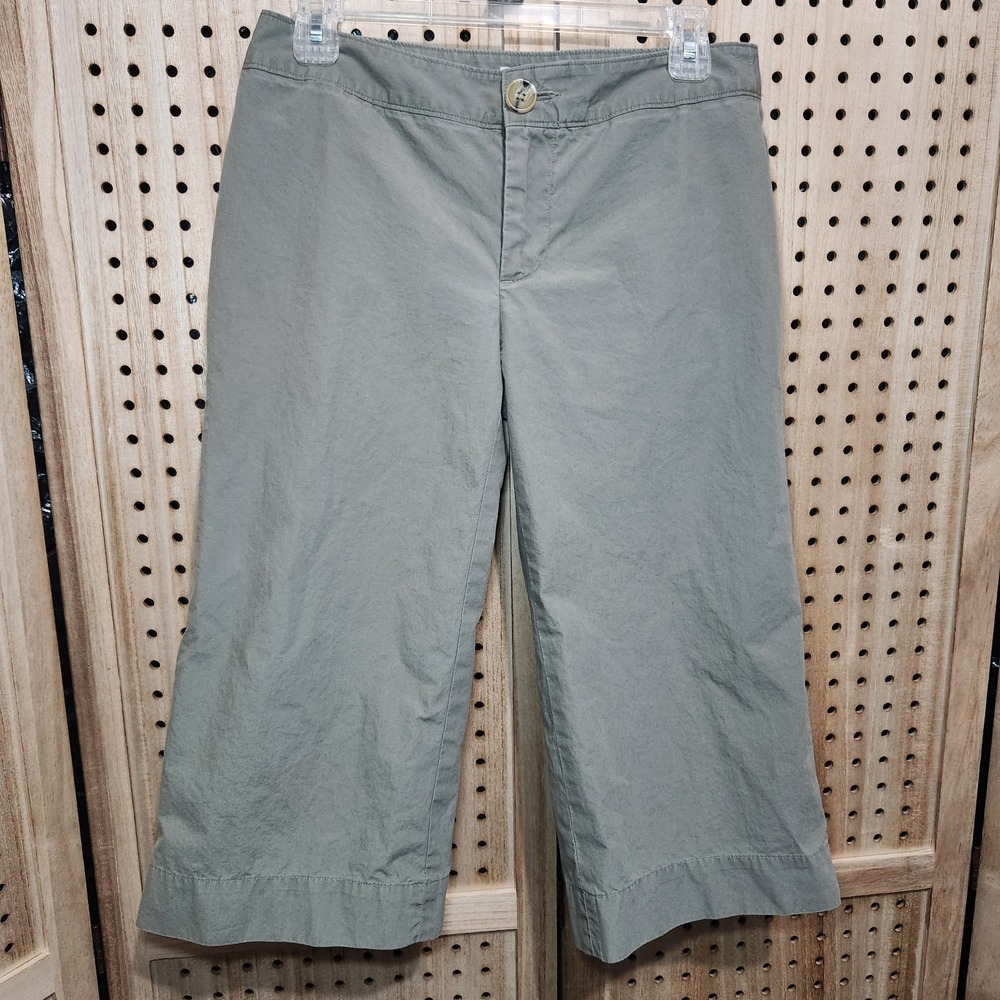 Banana Republic Olive Green Stretch Capri Size 2 Wide Flare Cotton Summer
